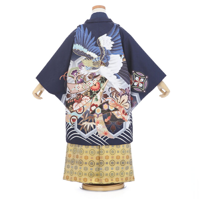 【レンタル】 七五三 対応身長 110cm〜125cm 卒園式 着物 レンタル 5歳 大きめ 大きいサイズ 6歳 対応 男の子 フルセット レンタル 紺 ネイビー msb6_0047 レトロ モダン 七五三着物 ジュニア 羽織 袴 ハカマ 753 5才 6才 五歳 六歳 7歳 七草祝い 七草参り 男児 キッズ 2