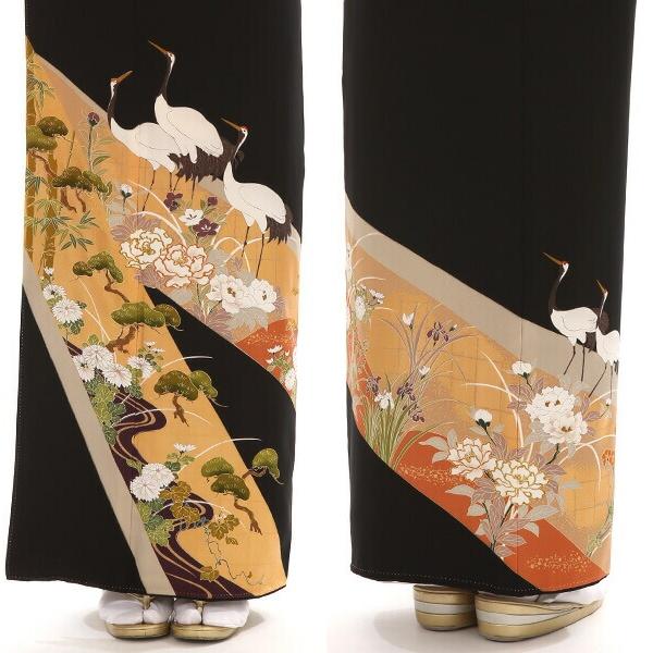 留袖 レンタル mito_41 北229 ボタン ツル 高級 正絹 フルセット 着物 黒留袖 結婚式 貸衣装 黒 刺繍 | 往復送料無料 礼装用 草履バッグセット 母親 留袖レンタル 着物レンタル 草履 祖母 レンタル着物 レディース 黒留袖レンタル レンタル黒留袖【レンタル】