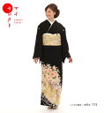 留袖 レンタル mito_173 / N-151 乱菊に藤と桜〕 高級 正絹 黒留袖 結婚式 貸衣装 黒 刺繍 | 往復送料無料 着物 留袖レンタル 着物セット...