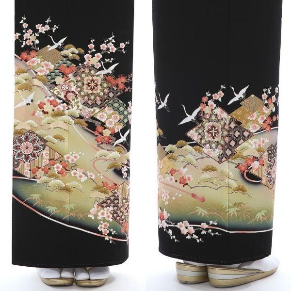 【レンタル】 黒留袖 mito_389 MR-2919 松皮菱と鶴 S 正絹|送料無料 着物 黒留袖 おすすめ 留袖 黒留袖レンタル お宮参り 母親 着物レンタル 草履バッグセット 留袖レンタル 祖母 フルセット レンタル着物 セット 結婚式 小さい 親族 レンタル留袖