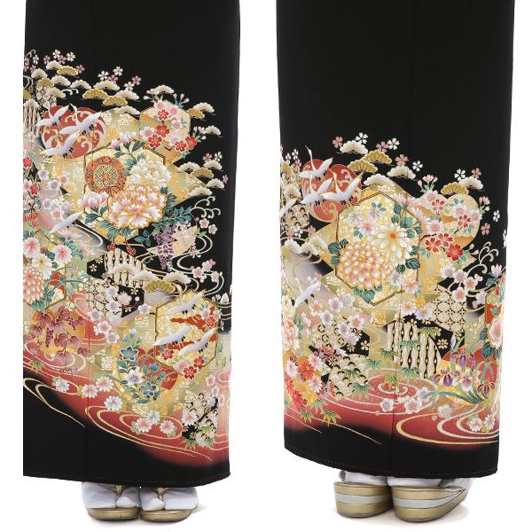 【レンタル】 留袖 mito_457 徳川絵巻 MR-3008 松皮菱取り四季彩花 53 黒留袖 おすすめ 黒留袖レンタル 着物 母親 着物レンタル 祖母 結婚式 フルセット 留袖レンタル レンタル衣装 黒 セット レンタル着物 黒留 往復送料無料 結納 レンタル留袖 礼装 貸衣装