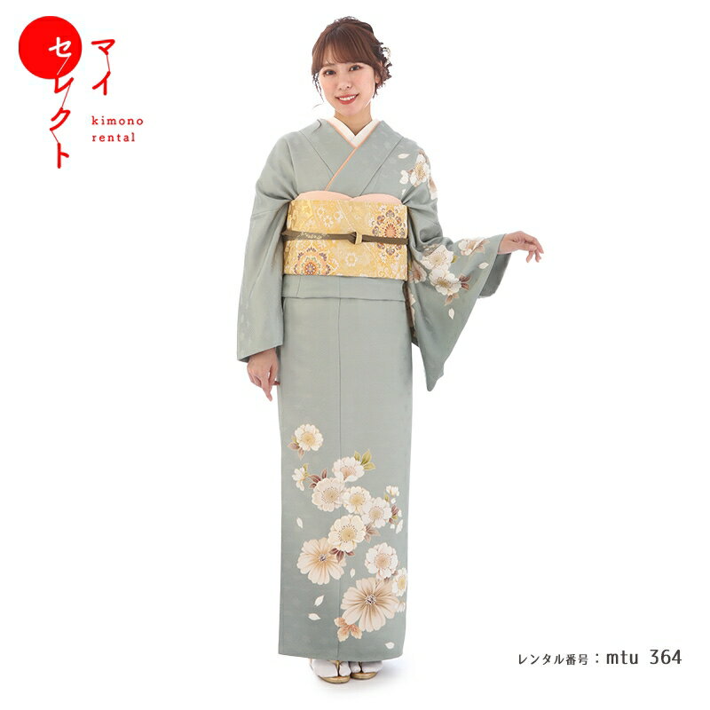 訪問着 レンタル 大きいサイズ 幅広 ふくよか mtu_364 グレー フリー/大きいサイズ 往復送料無料 卒業式 母 着物 お宮参り 母親 着物レンタル 草履バッグセット 訪問着レンタル 入学式 フルセット レンタル着物 セット 結婚式 服装 貸衣装 ママ 入学卒業 【レンタル】