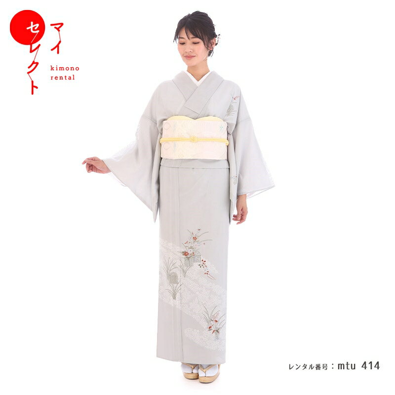 夏用 訪問着 小さめ レンタル 絽 7月 8月 9月 グレー 小さいサイズ mtu_414 結婚式 往復送料無料 七五三 卒業式 母 20代 30代 40代 着物 お宮参り 母親 着物レンタル レトロ 訪問着レンタル 祖母 フルセット レンタル着物 貸衣装 ママ コーデ 【レンタル】