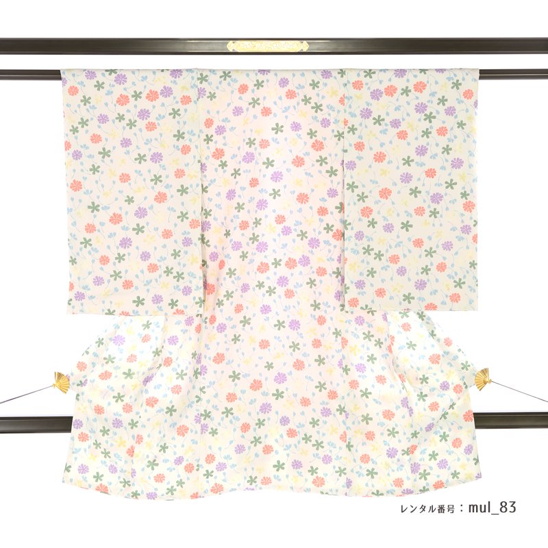 【レンタル】 お宮参り 女の子 クリーム 花柄 カラフル 【シミュレーションで母親...