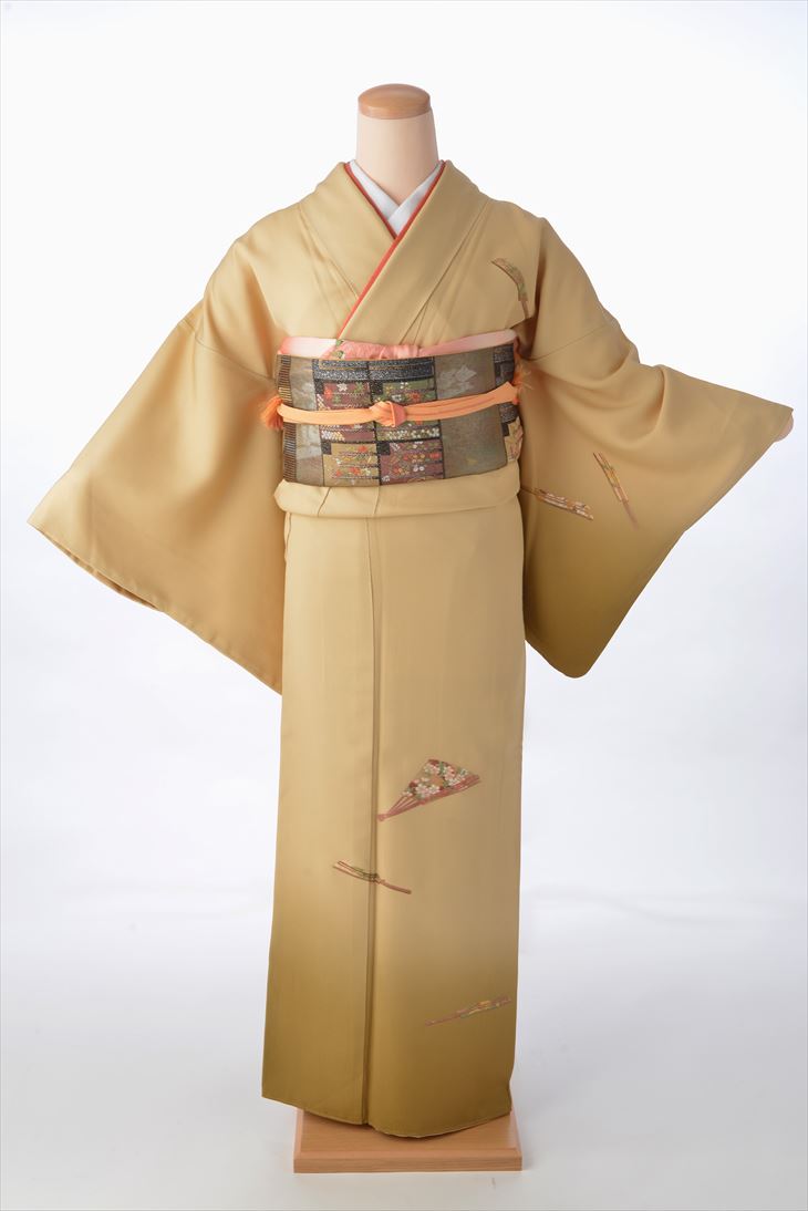 レンタル訪問着フルセット 母親/卒業式/入学式/七五三/結婚式/披露宴/卒園式/お宮参り/表彰式/お茶会/《新品足袋プレゼント》【レンタル 訪問着】【訪問着 レンタル フルセット】【レンタル】【着物 レンタル】【貸衣装】【パーティー】からし扇1.75