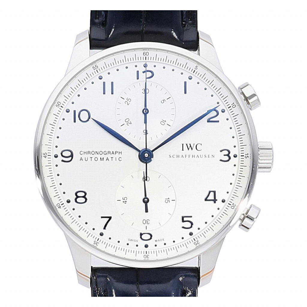 [中古]IWC ポルトギーゼ クロノグラフ 青針 IW371446 メンズ 送料無料 腕時計 【ロー ...