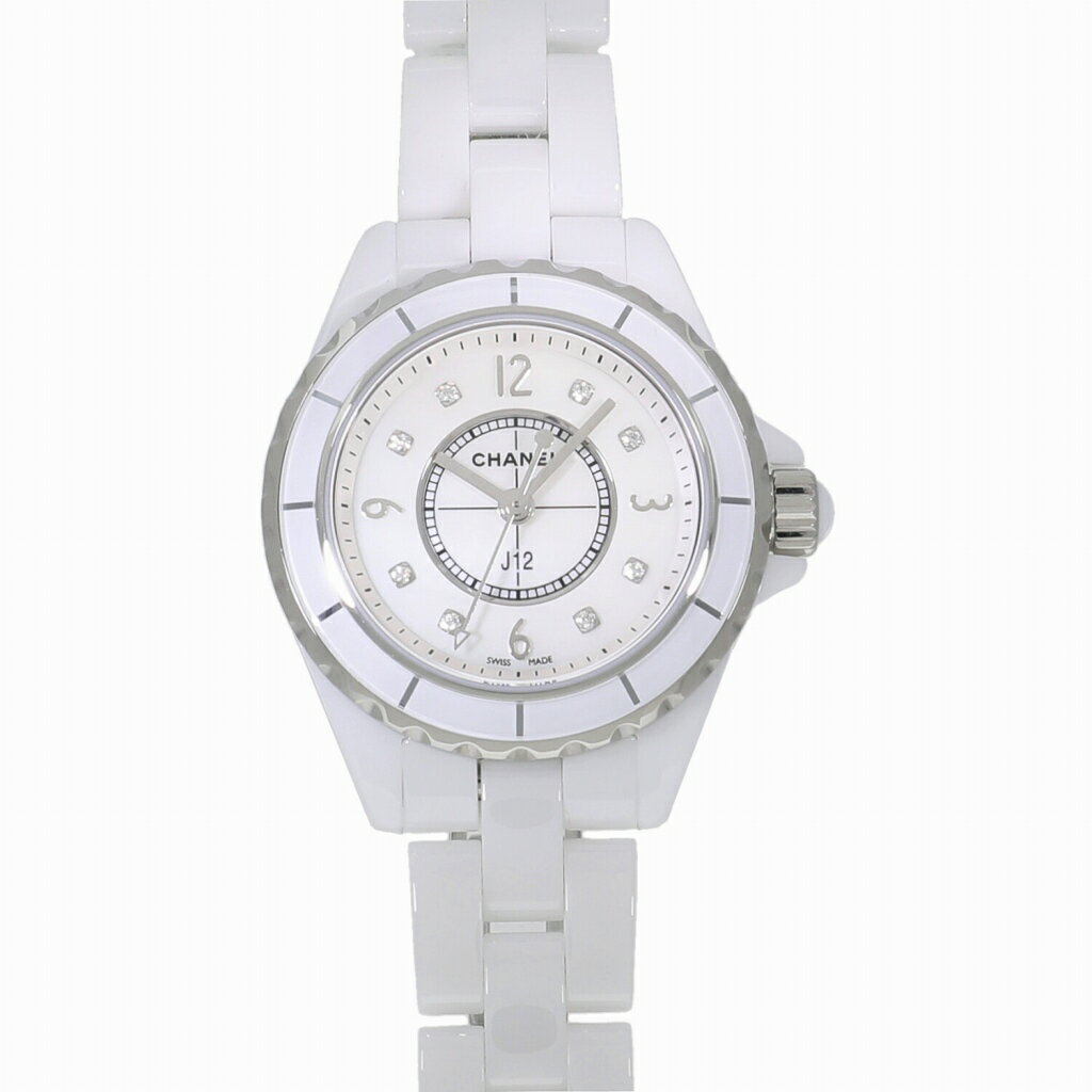 [新品]シャネル J12 ホワイトセラミック 29MM 8Pダイヤモンド H2570 レディース 送 ...