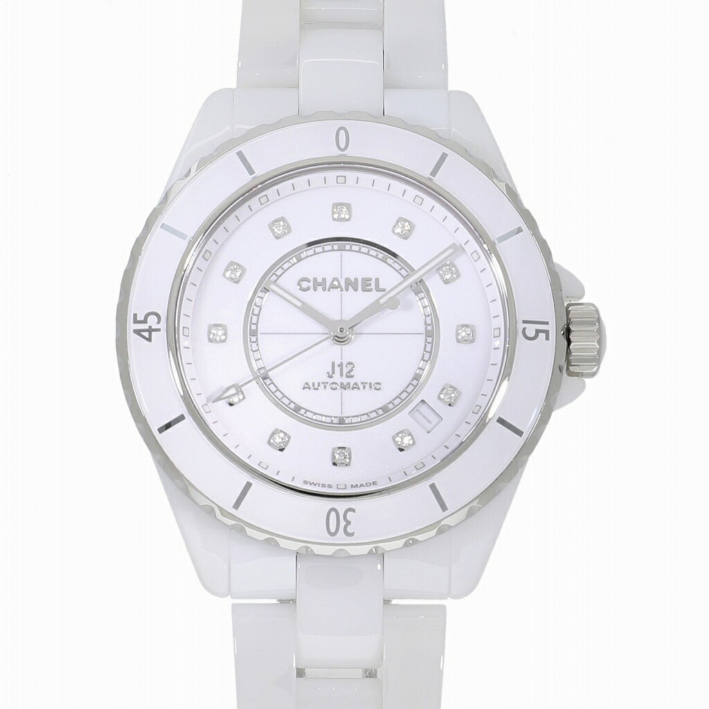 シャネル 腕時計（メンズ） [ローン最大48回無金利] シャネル J12 ホワイトセラミック 12Pダイヤ H5705 新品 メンズ 送料無料 腕時計