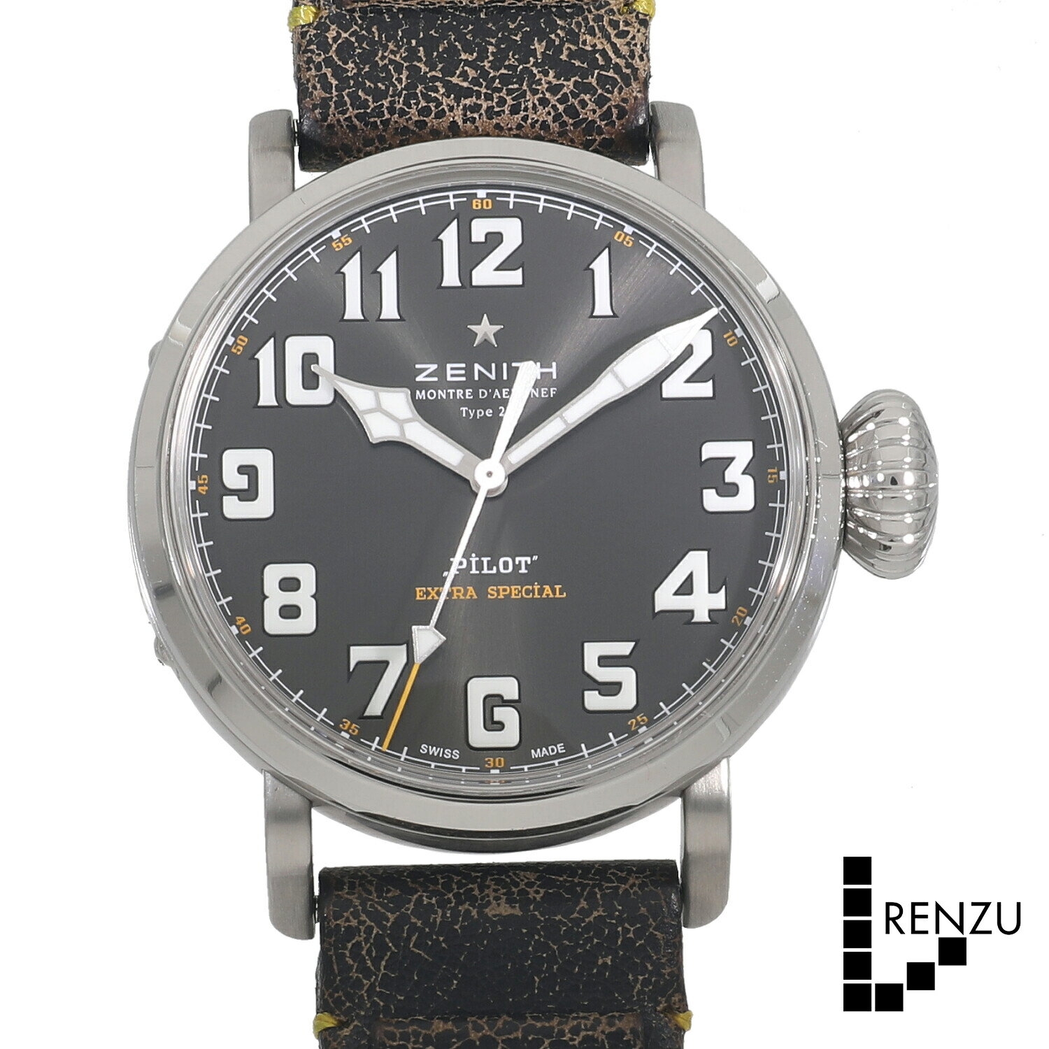 [中古]ゼニス パイロット タイプ20 レスキュー 03.2434.679/20.I010 グレー メンズ【PD】 送料無料 腕時計 【ローン48回無金利】