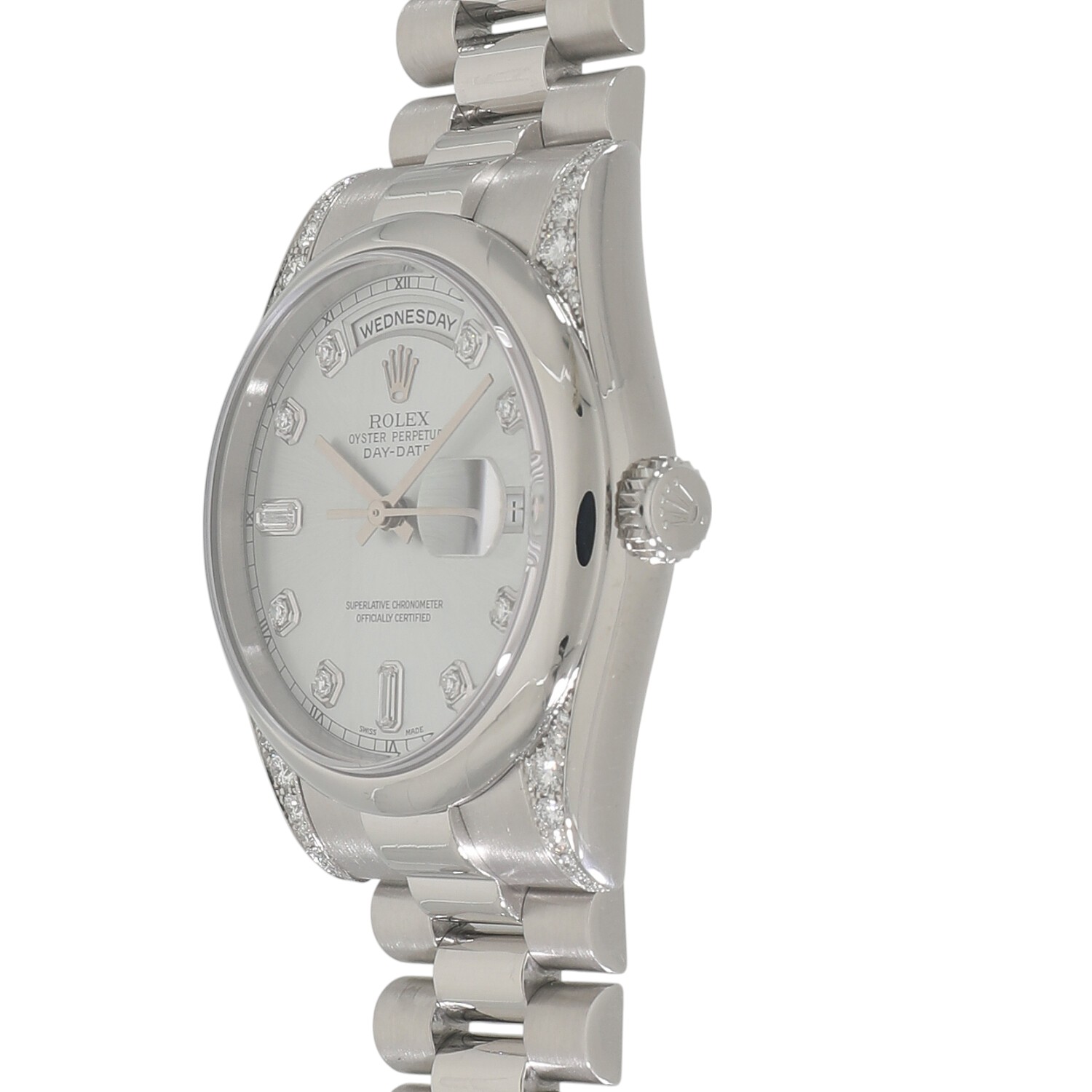 [中古]ロレックス デイデイト 118296A P番 アイスブルー×2Pバゲットダイヤ/8Pダイヤ メンズ 送料無料 腕時計 【ローン48回無金利】