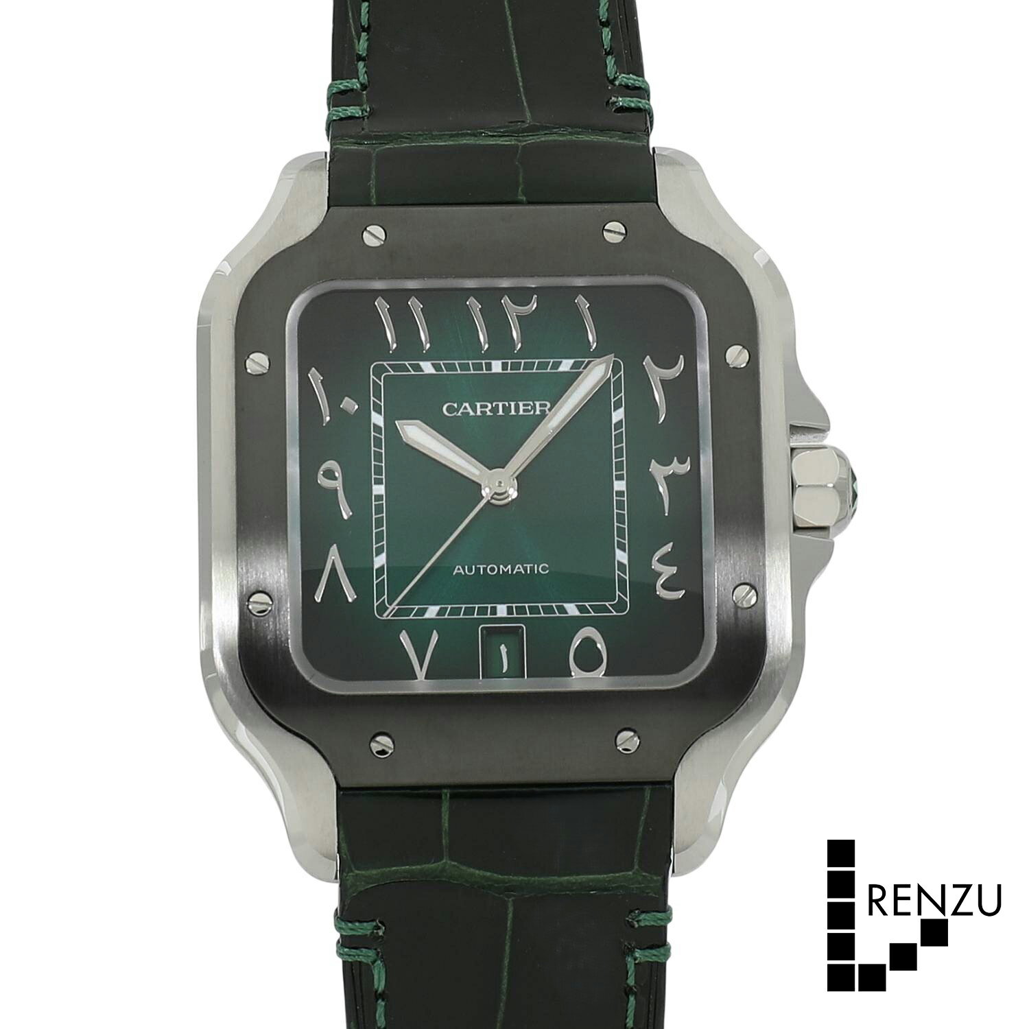 乐天商城 - [中古]カルティエ サントス ドゥ カルティエ ウォッチ ラージ 中東限定 WSSA0055 グリーン メンズ 送料無料 腕時計 【ローン48回無金利】
