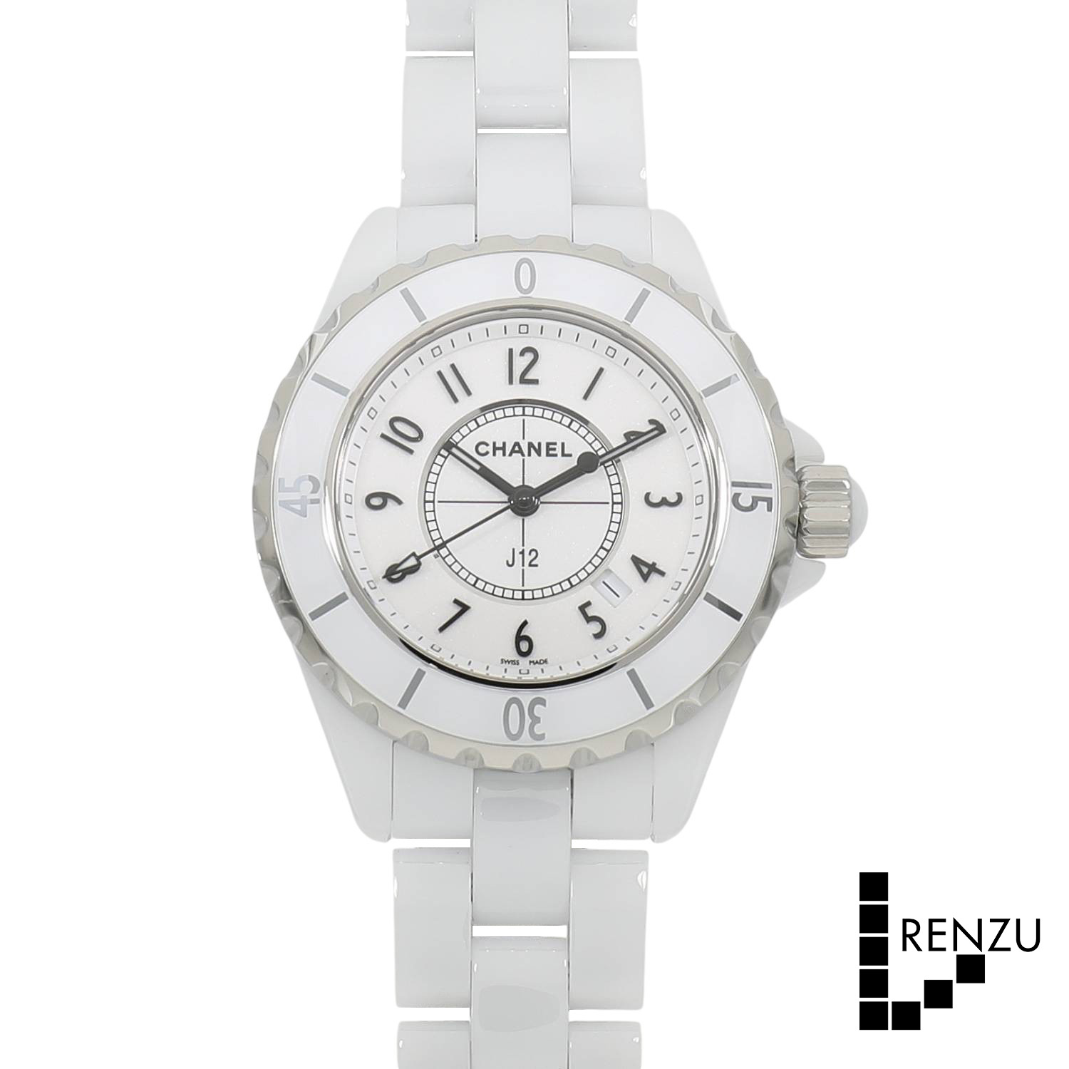 [中古]シャネル J12 ホワイトセラミック 33MM H0968 ホワイト ユニセックス 送料無料 腕時計 【ローン48回無金利】