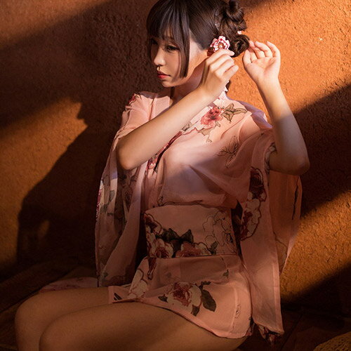 メール便ご選択で ベビードールシフォンのラブリーおいらん3点セットBD」SEXYランジェリーSEXY下着オープンピンク消化[ B