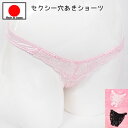 在庫限り 穴あき「美しく上品な刺繍の 穴あき クロッチオープン Tバックショーツ セクシーショーツ 」 セクシー下着 で 夜 を楽しんで♪ セクシーランジェリー パンティー レディース セクシー下着 日本製 ピンク ブラック［］