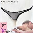 セクシーランジェリー「M・Lサイズ 透け感たっぷりセクシー メンズ Tバック ショーツ セクシーショーツ 」セクシー 下着 インナー ビキニ パープル ブラック...