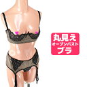 ブラ ショーツ セット 丸見えブラ【メール便をご選択で 送料無料 】 「丸見え悩殺SEXYフルバスト オープン ブラ & Tバックショーツ&ガーターベルト セッ...