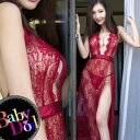 ベビードール 「 大胆スリットのロング丈セクシー ベビードール セクシーショーツ セット Tバックショーツ・ キャミソール BD」 SEXYランジェリー 下着 ...