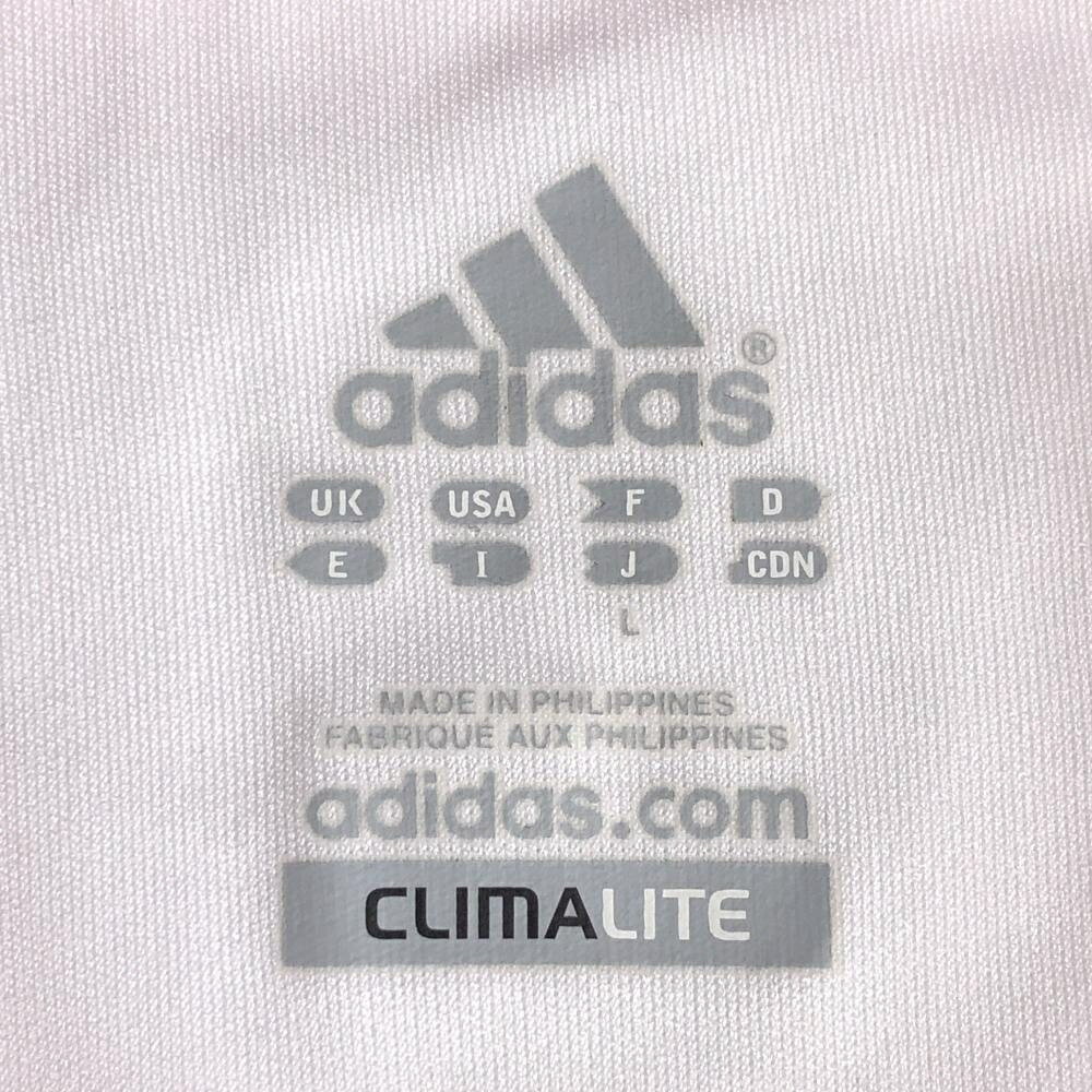 ★特価70%OFF★adidas アディダス 半袖ハイネックシャツ 白×ピンク ハーフジップ CLIMALITE UVケア レディース L ゴルフウェア