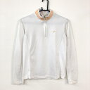 ナイキ ★特価25%OFF★NIKE ナイキ 長袖ハイネックシャツ 白×オレンジ ハーフジップ 襟ボーダー レディース L ゴルフウェア