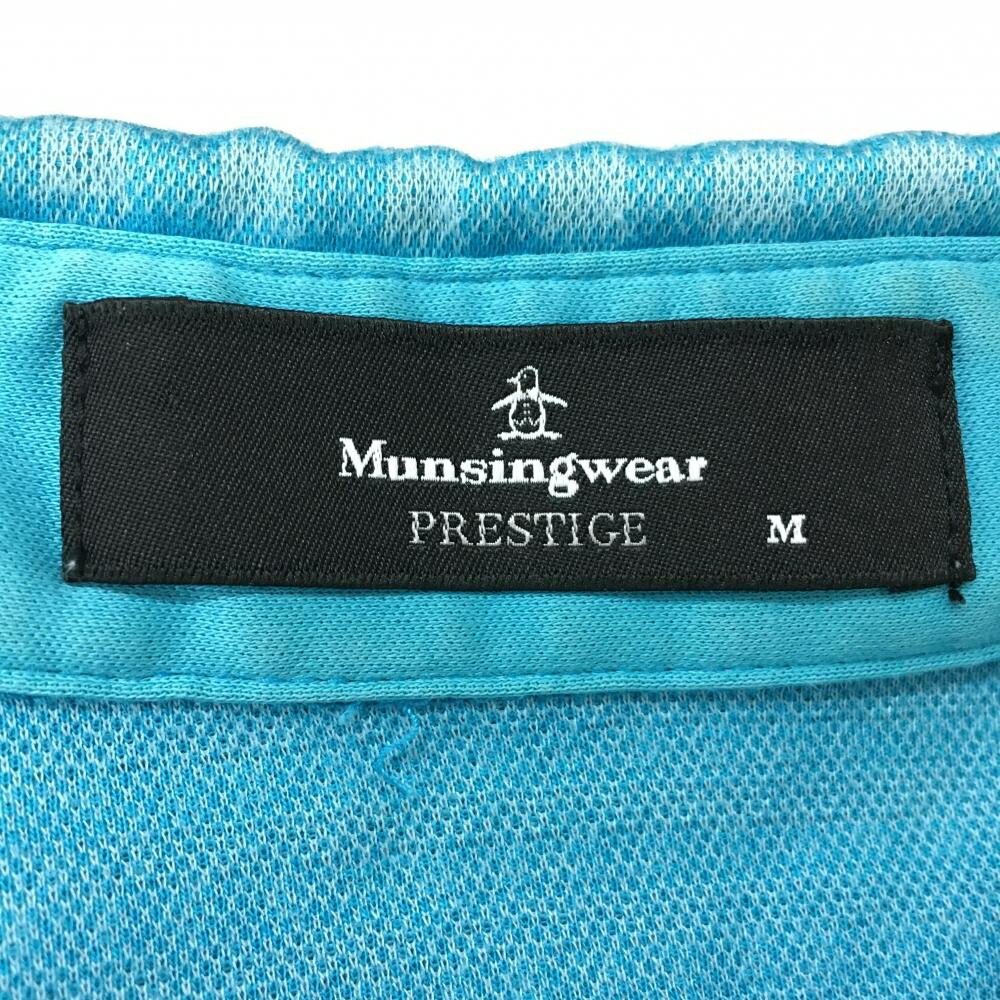 ★特価70%OFF★Munsingwear マンシングウェア 長袖ポロシャツ ライトブルー チェック柄 綿100％ 総柄 レディース M ゴルフウェア