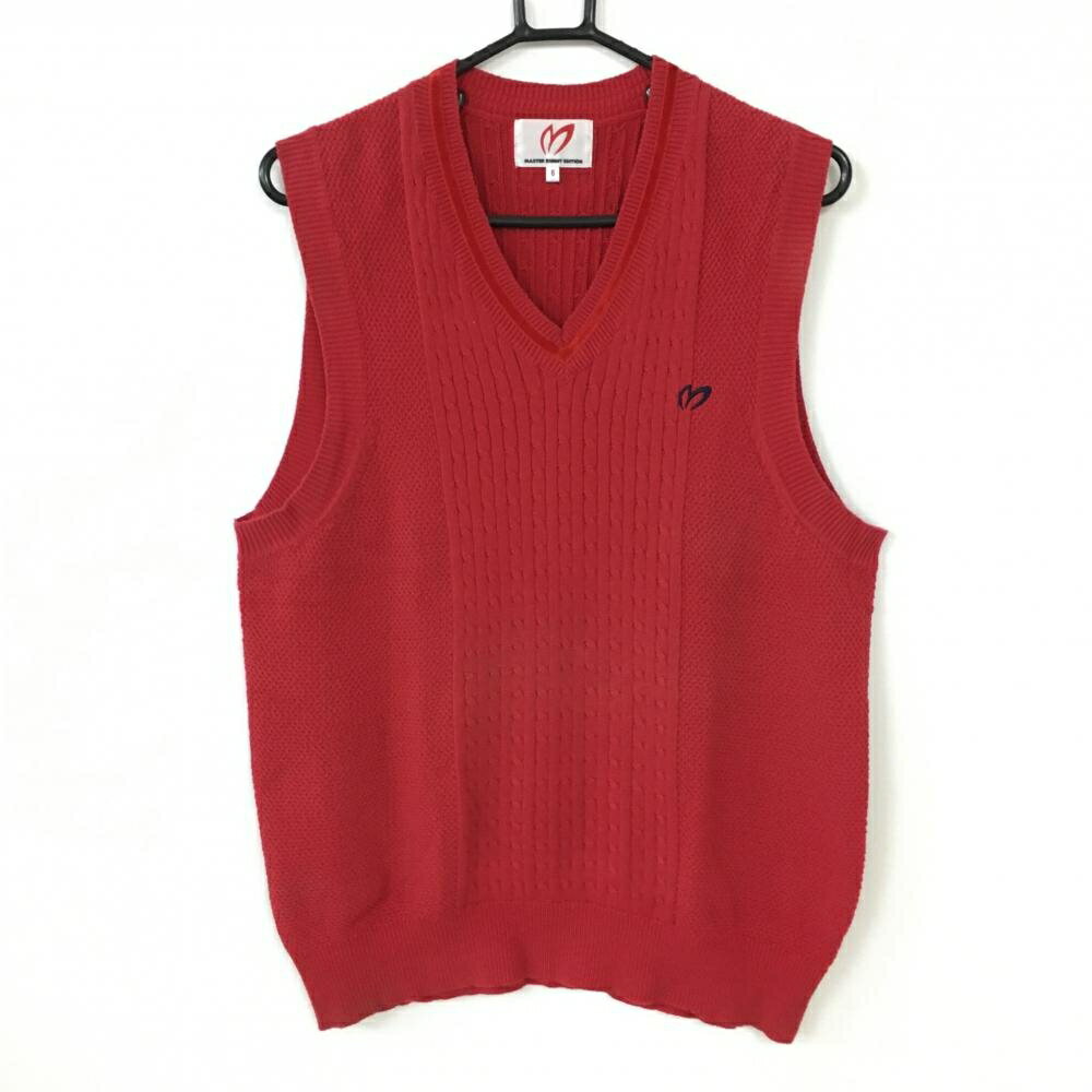 ★特価80%OFF★MASTER BUNNY EDITION マスターバニー ニットベスト レッド Vネック コットン100％ メンズ 6 ゴルフウェア