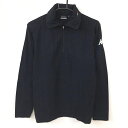 ★特価★Kappa カッパ 長袖ハイネックシャツ 黒×白 ハーフジップ 袖刺しゅう 微起毛素材 ストレッチ メンズ L ゴルフウェア