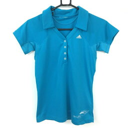 ★特価30%OFF★adidas アディダス 半袖スキッパーシャツ ライトブルー×白 メッシュ切替 スナップボタン レディース ゴルフウェア