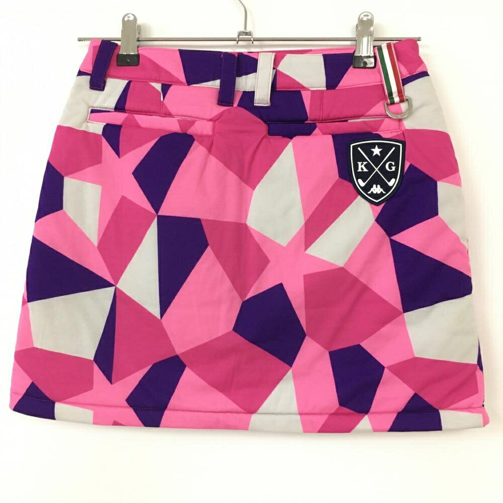 【超美品】Kappa カッパ 中綿ラップスカート ピンク×パープル ワッペン レディース 7 ゴルフウェア