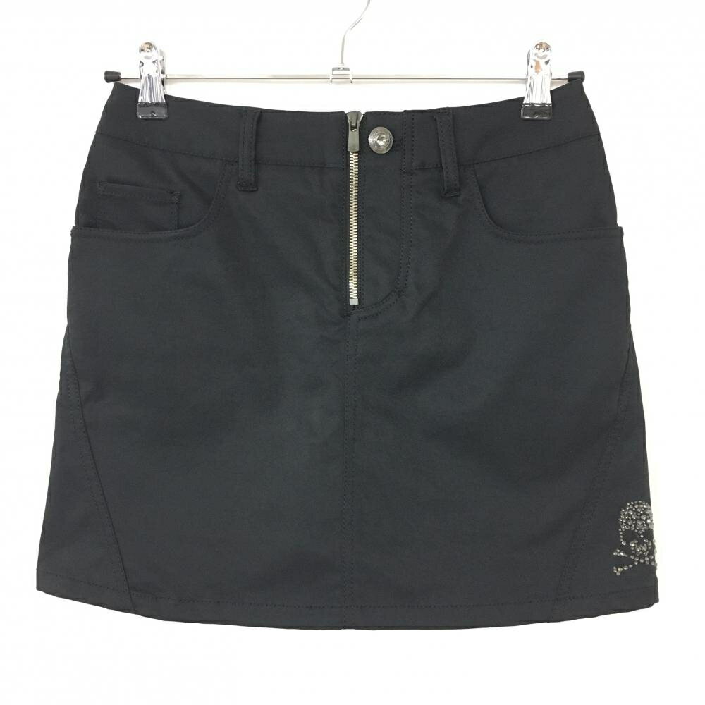 【当店ポイント5倍！3月11日(火)1時59分まで！】★特価★Dance With Dragon ダンスウィズドラゴン キュロットスカート 黒 ラインストーンスカル ストレッチ レディース 2(M) ゴルフウェア