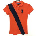 ラルフローレン ★特価40%OFF★【美品】Ralph Lauren ラルフローレンゴルフ 半袖ポロシャツ レッド×ネイビー ビッグポニー バイカラー レディース XS ゴルフウェア