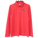 ★当店ポイント5倍！（4月1日限り）★特価20%OFF★【超美品】PUMA プーマ 長袖ポロシャツ レッド×黒 ロゴ刺しゅう メンズ XL ゴルフウェア その1