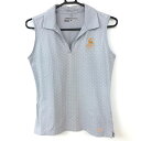 ナイキ ★特価30%OFF★【美品】NIKE ナイキゴルフ ノースリーブシャツ ライトグレー×白 ドット柄 DRI-FIT スキッパー レディース S ゴルフウェア