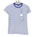 ★特価★パーリーゲイツ 半袖Tシャツ 白×ネイビー ボーダー ハート レディース 0(S) ゴルフウェア PEARLY GATES