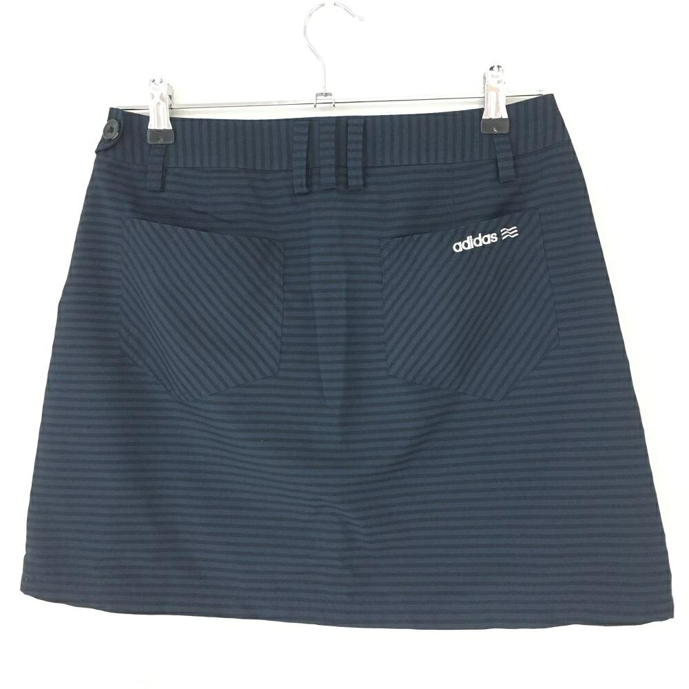 アディダス スカート ネイビー ボーダー柄 総柄 レディース M/M ゴルフウェア adidas