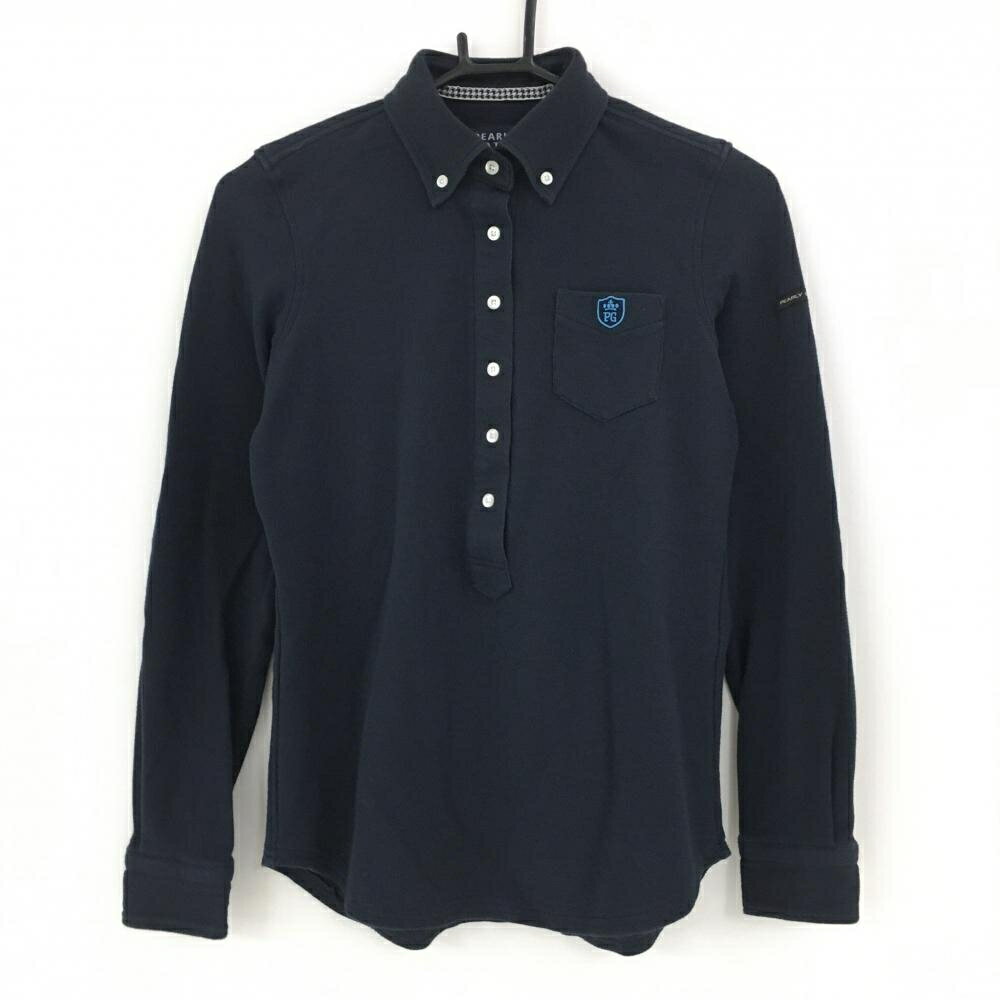【当店ポイント5倍！4月1日限り！】★特価★パーリーゲイツ 長袖ポロシャツ ネイビー×ライトブルー 胸ポケット コットン混 レディース 0(S) ゴルフウェア PEARLY GATES