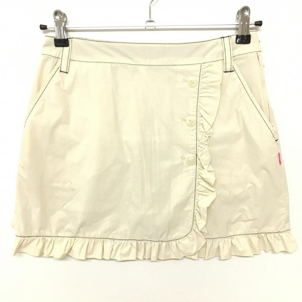 【美品】ビバハート スカート ベージュ ストレッチ フリル 内側インナーパンツ レディース 38 ゴルフウ..