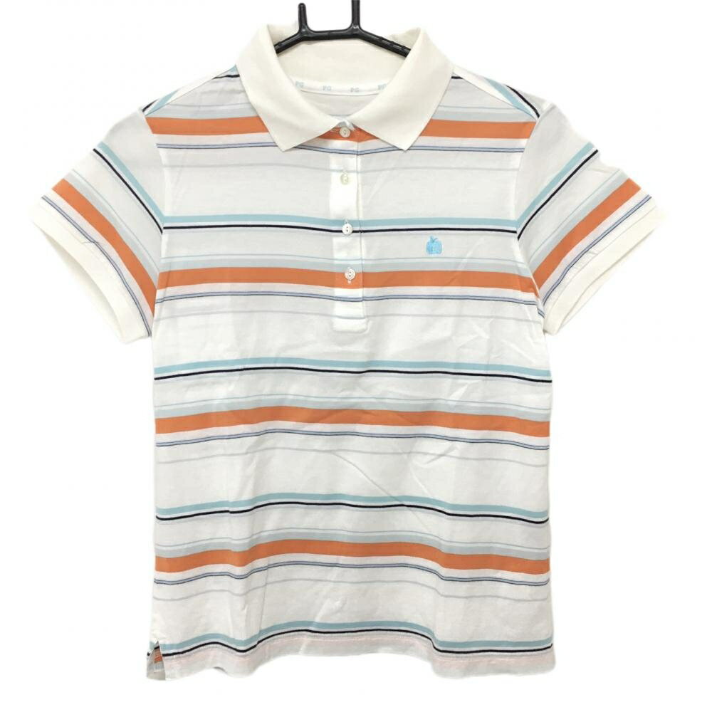 パーリーゲイツ半袖ポロシャツ白×オ...