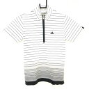 ★特価★アディダス 半袖ハイネックシャツ 白×黒 ボーダー コットン混 レディース S ゴルフウェア adidas