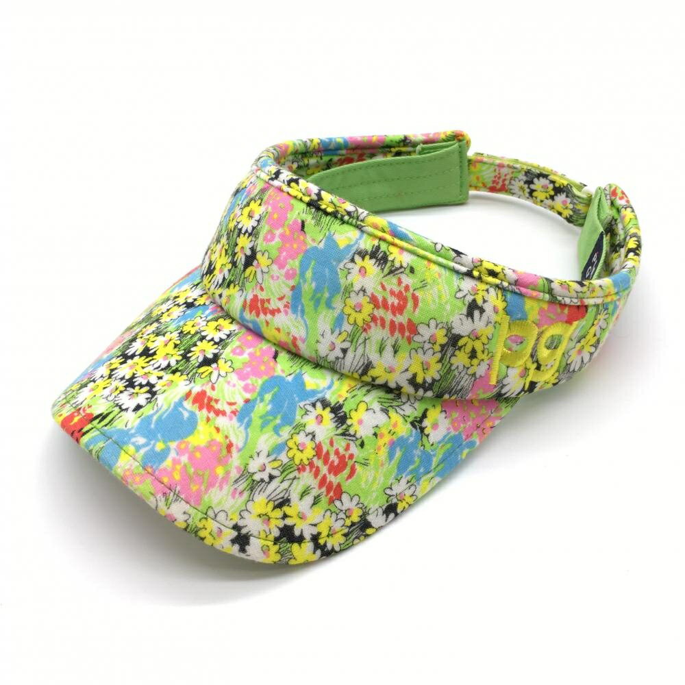 ★特価80%OFF★パーリーゲイツ サンバイザー ライトグリーン×イエロー 花柄 FR ゴルフウェア PEARLY GATES