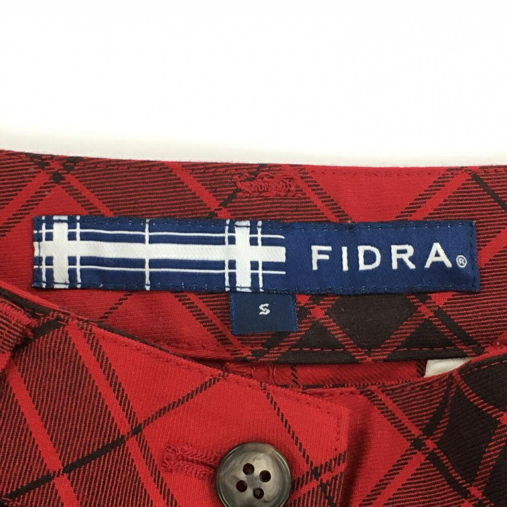 【美品】フィドラ 七分丈パンツ レッド×黒 チェック柄　 レディース S ゴルフウェア FIDRA