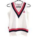 ★特価★【美品】ルコック ベスト 白×ピンク×ネイビー Vネック レディース S ゴルフウェア le coq sportif