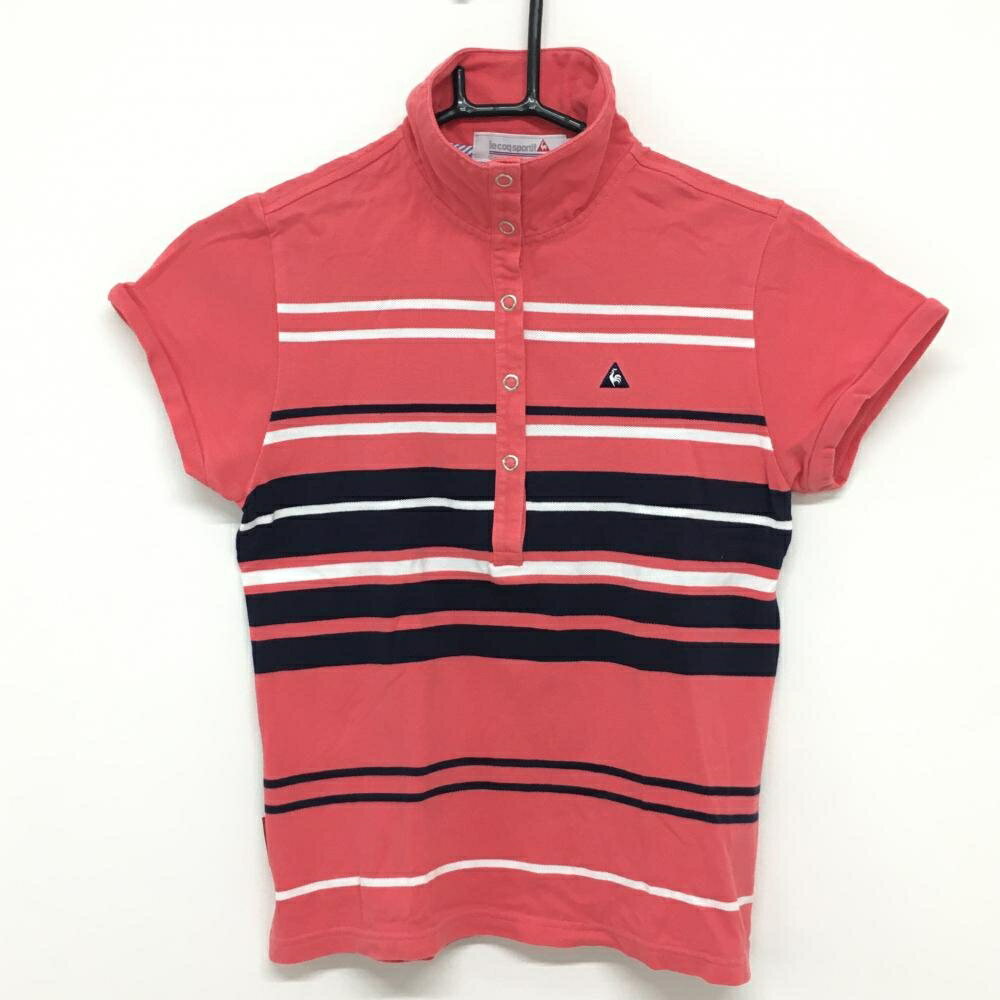 ルコック半袖ポロシャツピンク×ネイ...