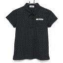 ★特価★【美品】コルウィン 半袖ポロシャツ 黒×白 ドット柄 胸ポケット レディース S ゴルフウェア Kolwin