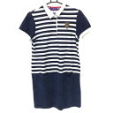 ★特価30%OFF★ビームスゴルフ ワンピース ネイビー×白 パイル地 レディース L ゴルフウェア BEAMS GOLF