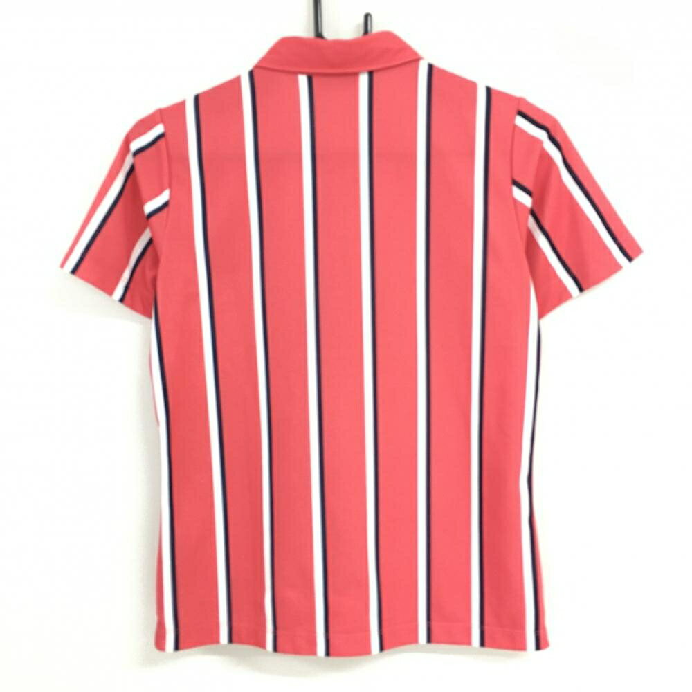 【超美品】カッパ 半袖ポロシャツ ピンク×ネイビー ストライプ ストレッチ レディース M ゴルフウェア Kappa