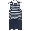 ★特価★【美品】23区スポーツ ノースリーブワンピース ネイビー×白 ボーダー コットン100% レディース M〜L ゴルフウェア 23区