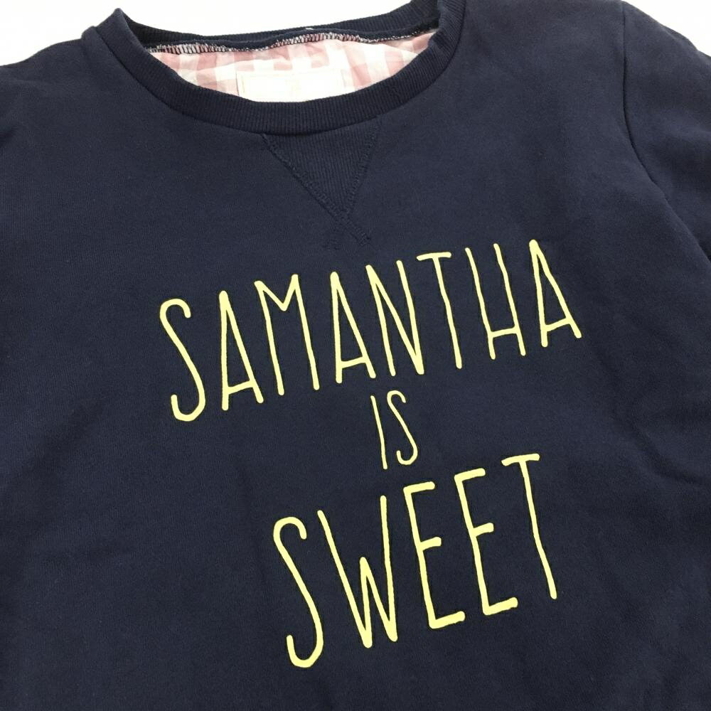 サマンサタバサUNDER25 トレーナー ネイビー×イエロー プリント コットン100％ レディース S ゴルフウェア Samantha Thavasa