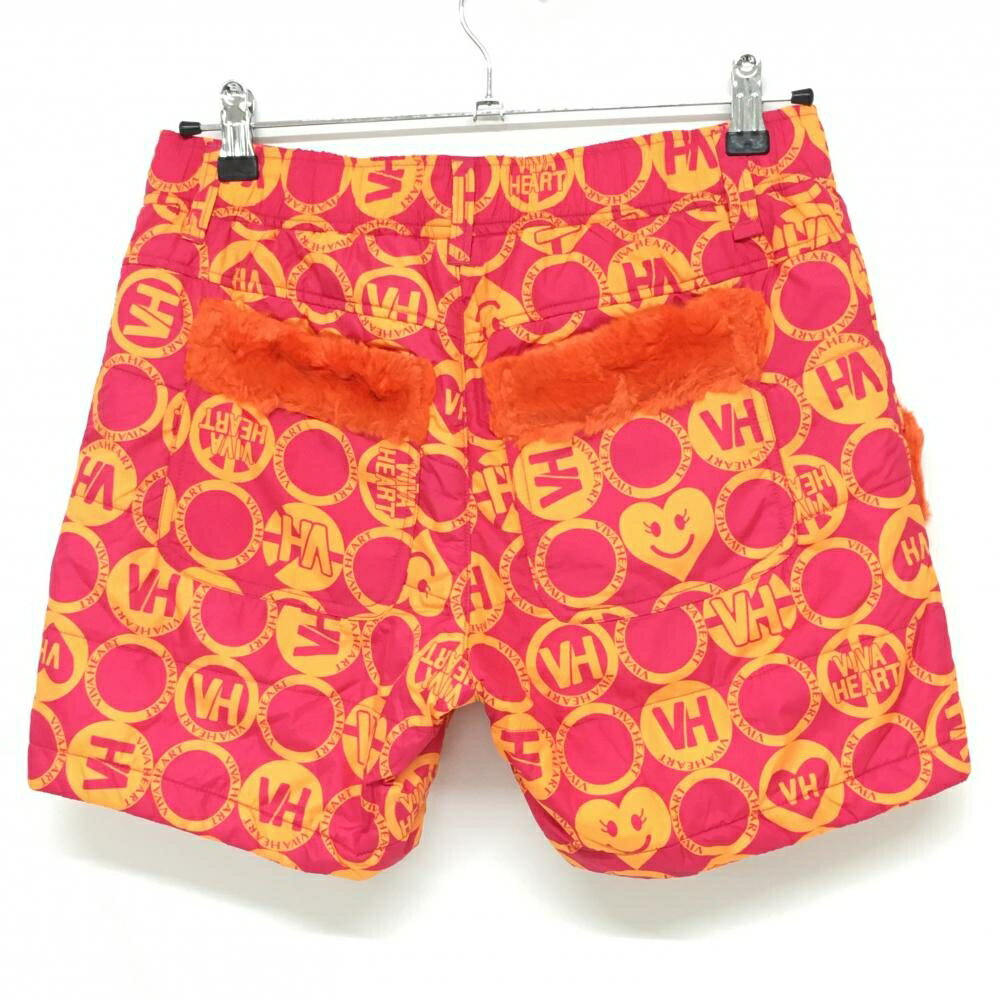 ビバハート 中綿ショートパンツ ピンク×オレンジ 総柄 ポケットボア レディース 40 ゴルフウェア VIVA HEART