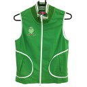 【超美品】ビバハート アウターベスト グリーン×白 ジャージ素材 ストレッチ レディース 42(L) ゴルフウェア VIVA HEART
