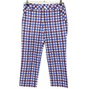 ★特価★【超美品】23区ゴルフ 半端丈パンツ ブルー×レッド チェック柄 裏地付き 薄手 レディース 61(S) ゴルフウェア 23区